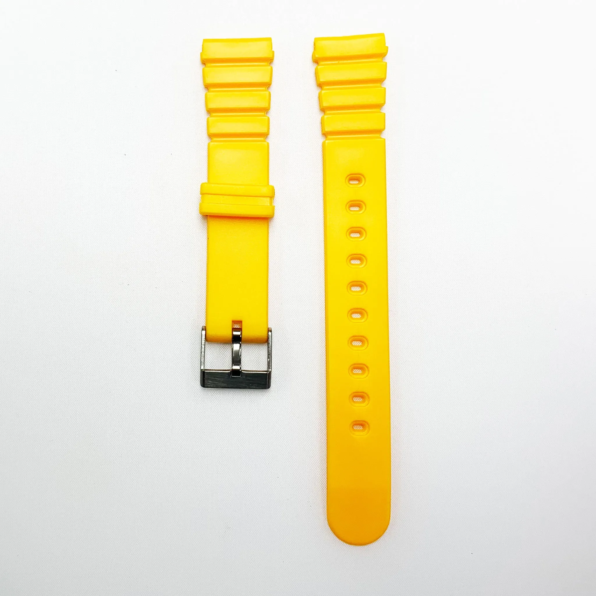 18 MM PVC Sports Watch Band Yellow Color Quick Release XL Size Watch Strap