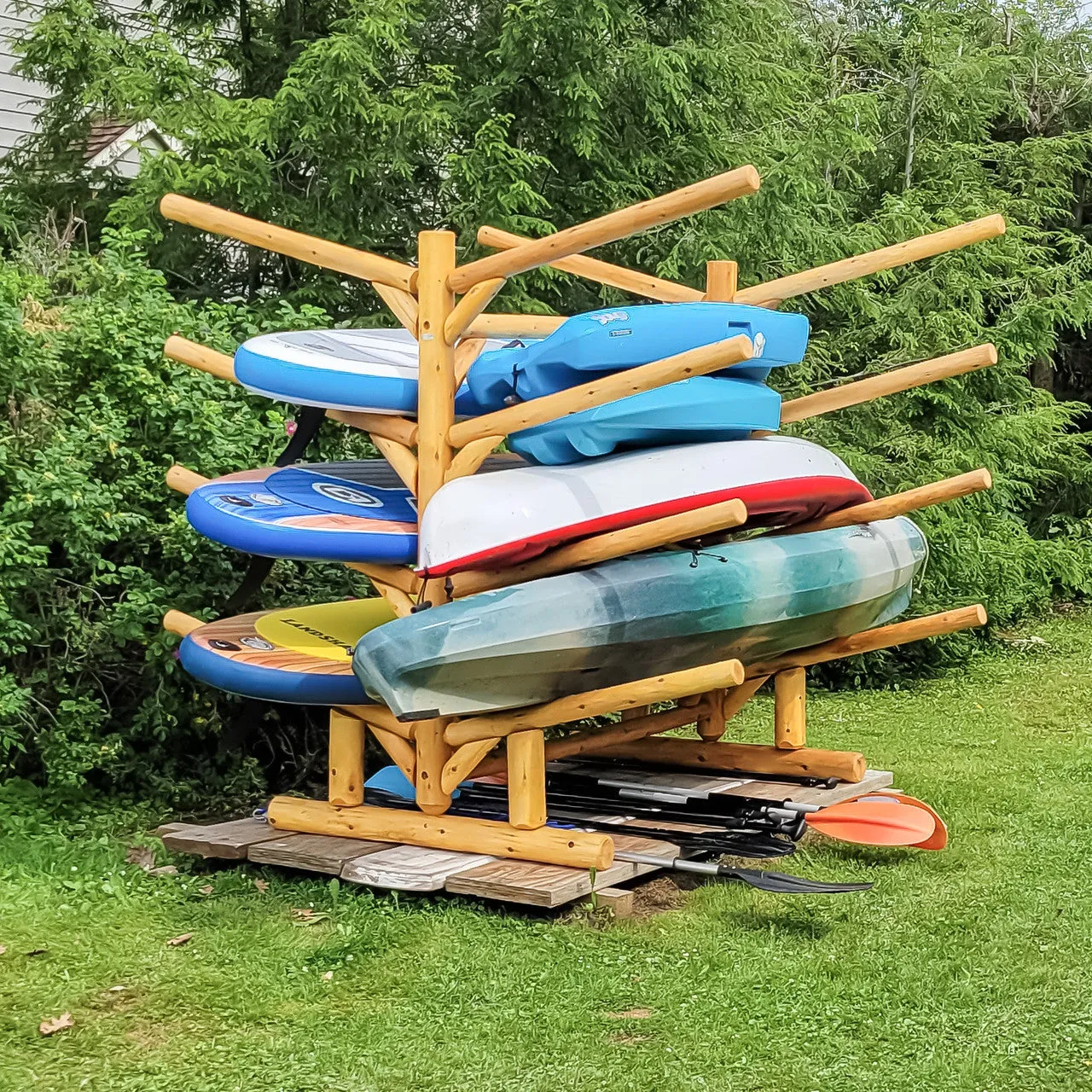 8 SUP and Kayak Storage Rack | Freestanding Log Rack