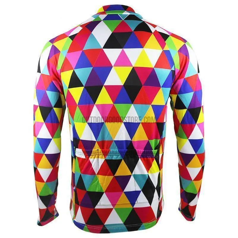 Abstract Art Bright Triangles Long Sleeve Cycling Jersey