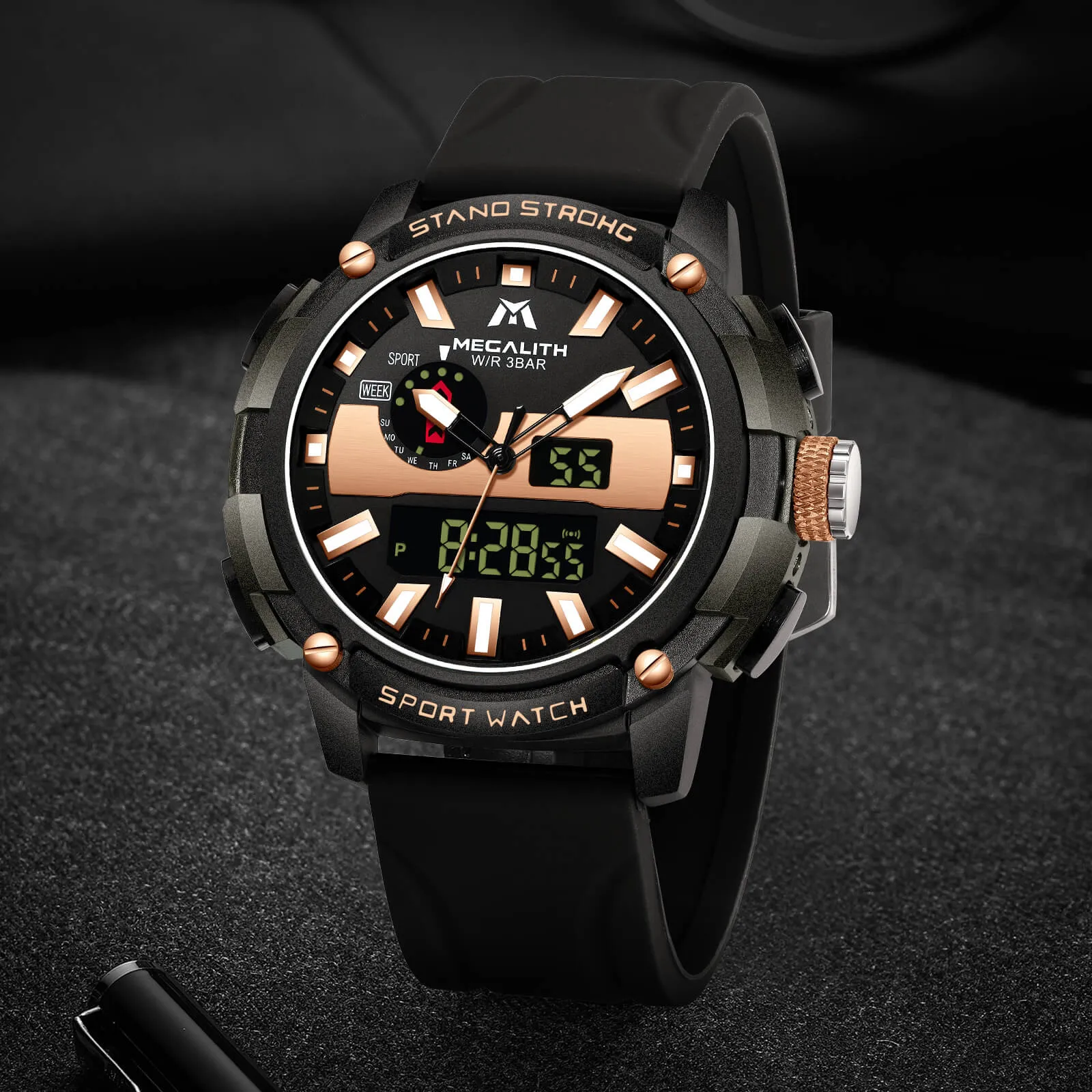 Analog Digital Watch | Rubber Band | 8265M