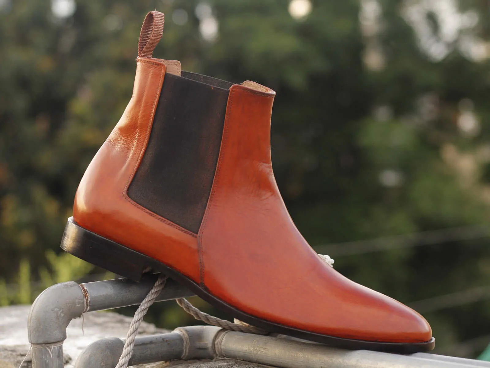 Awesome Handmade Men's Tan Leather Chelsea Boots, Men Fashion Ankle Boots, Men Designer Boots