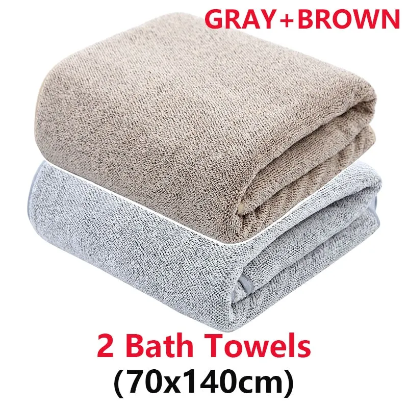 Bamboo Charcoal Coral Velvet Bath Towel Set - Soft, Absorbent, Quick-Drying Towels for Beach and Home - 2/4 Pieces