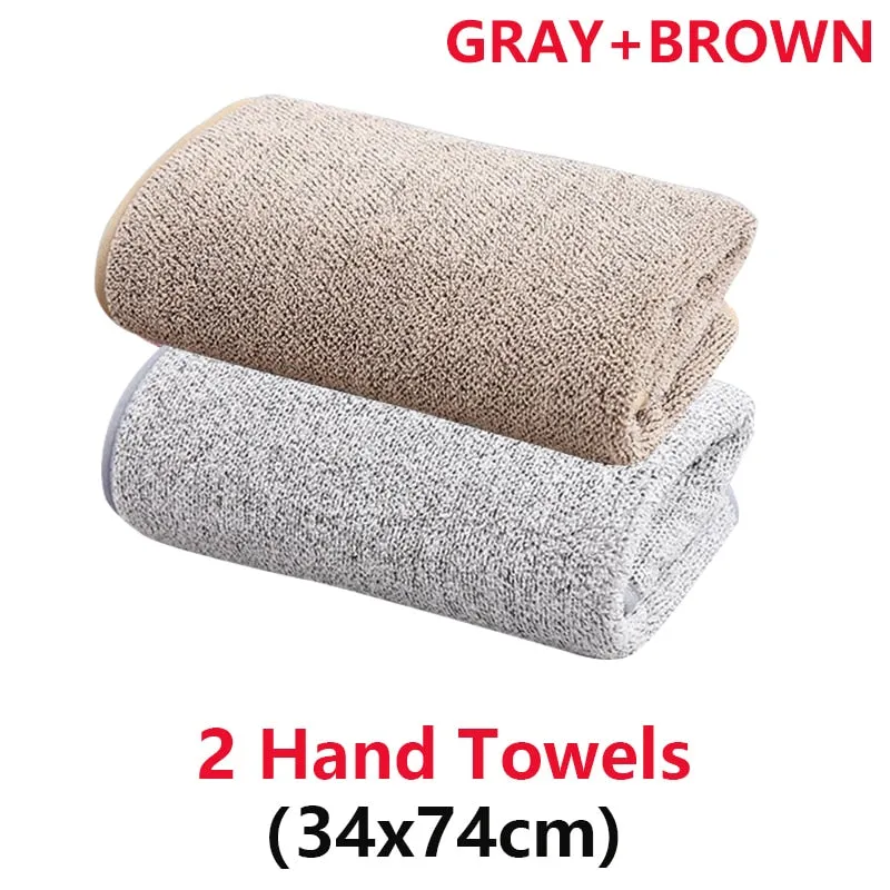 Bamboo Charcoal Coral Velvet Bath Towel Set - Soft, Absorbent, Quick-Drying Towels for Beach and Home - 2/4 Pieces