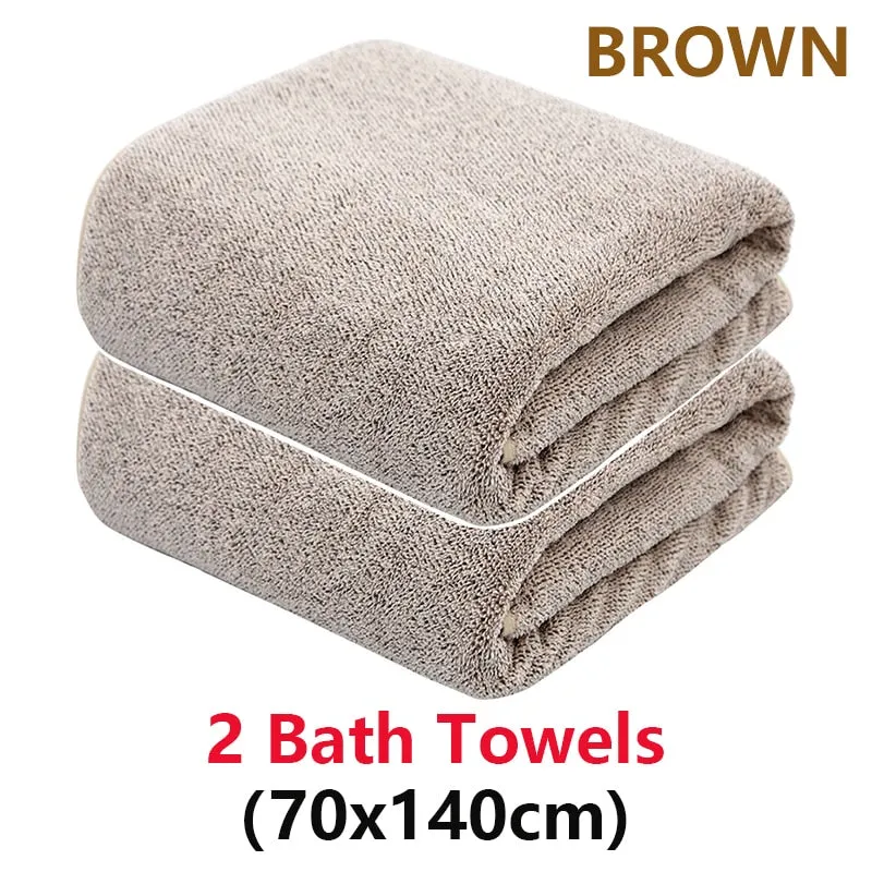 Bamboo Charcoal Coral Velvet Bath Towel Set - Soft, Absorbent, Quick-Drying Towels for Beach and Home - 2/4 Pieces