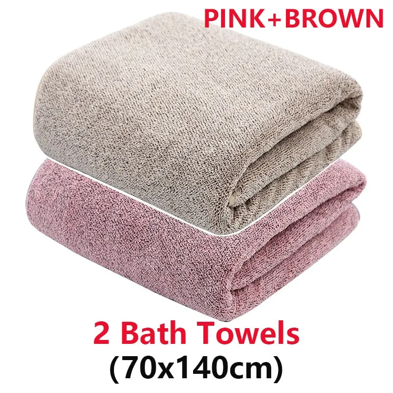 Bamboo Charcoal Coral Velvet Bath Towel Set - Soft, Absorbent, Quick-Drying Towels for Beach and Home - 2/4 Pieces