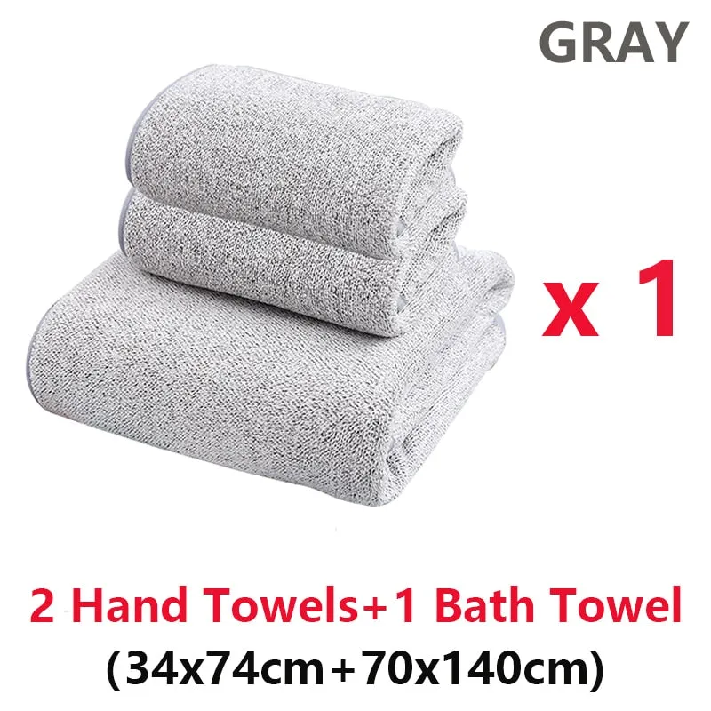 Bamboo Charcoal Coral Velvet Bath Towel Set - Soft, Absorbent, Quick-Drying Towels for Beach and Home - 2/4 Pieces