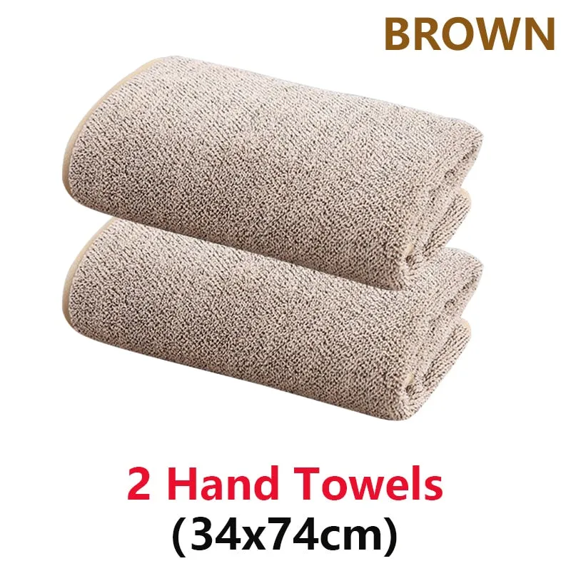 Bamboo Charcoal Coral Velvet Bath Towel Set - Soft, Absorbent, Quick-Drying Towels for Beach and Home - 2/4 Pieces