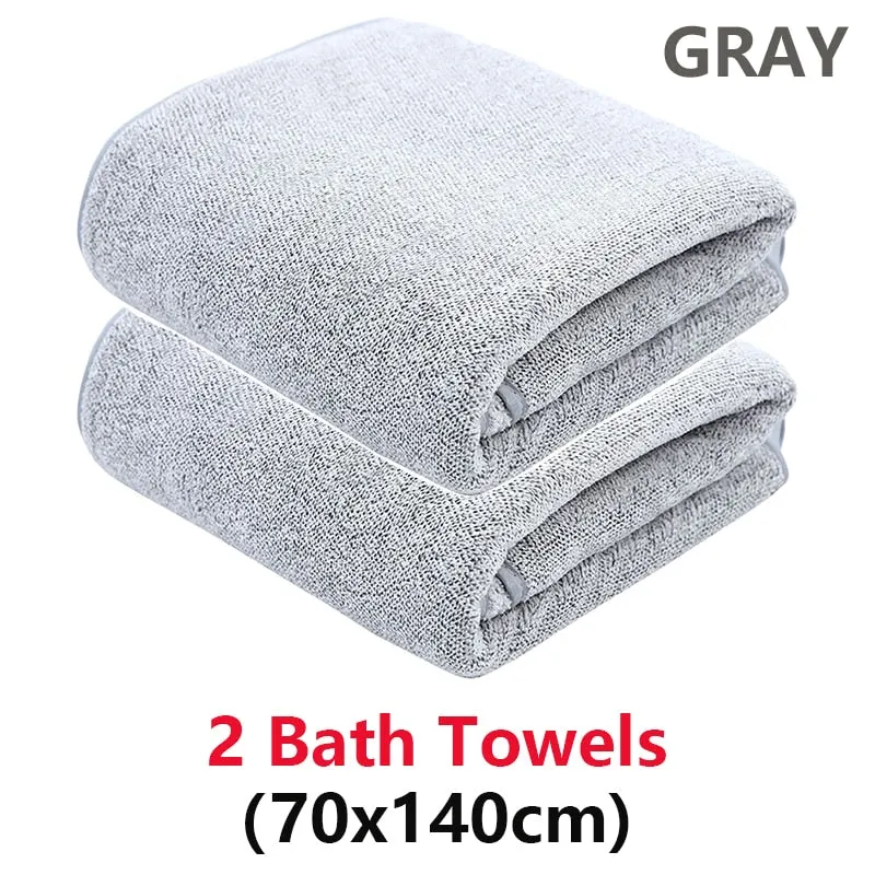 Bamboo Charcoal Coral Velvet Bath Towel Set - Soft, Absorbent, Quick-Drying Towels for Beach and Home - 2/4 Pieces