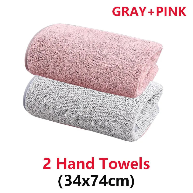 Bamboo Charcoal Coral Velvet Bath Towel Set - Soft, Absorbent, Quick-Drying Towels for Beach and Home - 2/4 Pieces