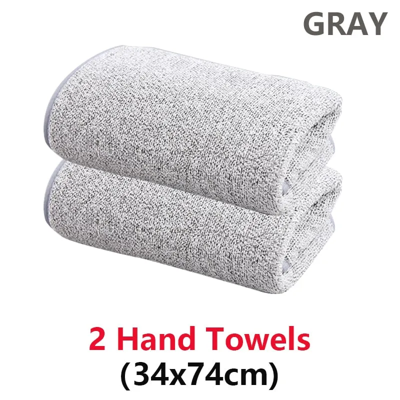 Bamboo Charcoal Coral Velvet Bath Towel Set - Soft, Absorbent, Quick-Drying Towels for Beach and Home - 2/4 Pieces