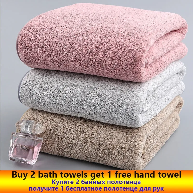 Bamboo Charcoal Coral Velvet Bath Towel Set - Soft, Absorbent, Quick-Drying Towels for Beach and Home - 2/4 Pieces