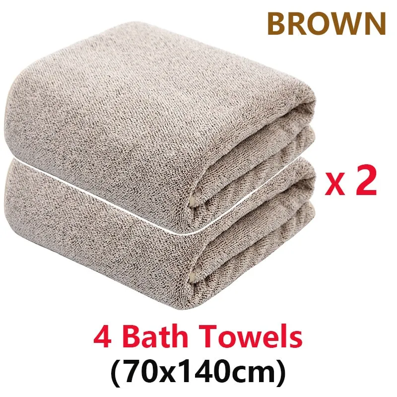 Bamboo Charcoal Coral Velvet Bath Towel Set - Soft, Absorbent, Quick-Drying Towels for Beach and Home - 2/4 Pieces