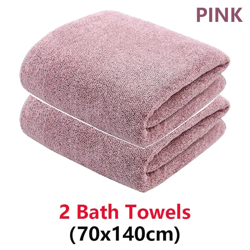 Bamboo Charcoal Coral Velvet Bath Towel Set - Soft, Absorbent, Quick-Drying Towels for Beach and Home - 2/4 Pieces