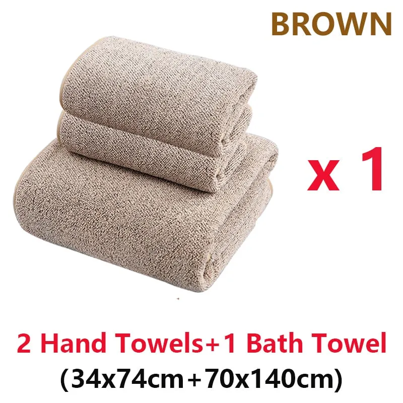 Bamboo Charcoal Coral Velvet Bath Towel Set - Soft, Absorbent, Quick-Drying Towels for Beach and Home - 2/4 Pieces