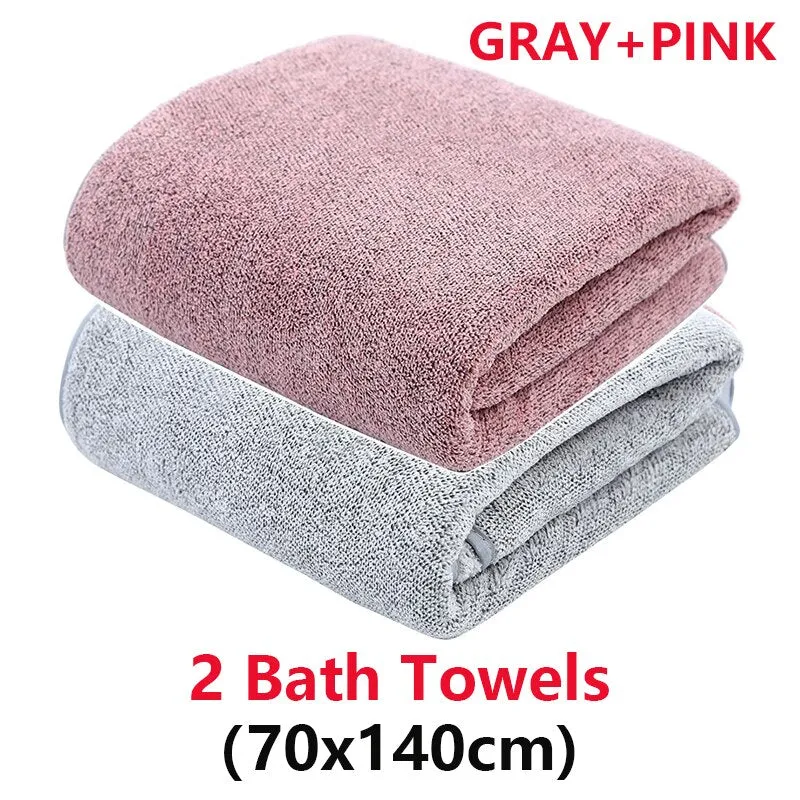 Bamboo Charcoal Coral Velvet Bath Towel Set - Soft, Absorbent, Quick-Drying Towels for Beach and Home - 2/4 Pieces