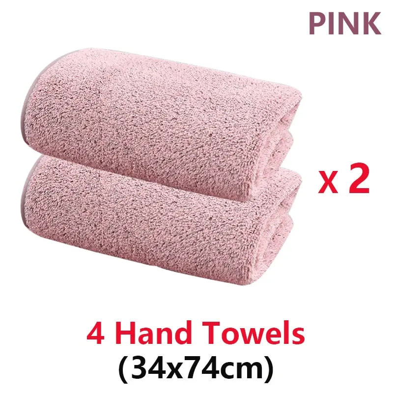 Bamboo Charcoal Coral Velvet Bath Towel Set - Soft, Absorbent, Quick-Drying Towels for Beach and Home - 2/4 Pieces