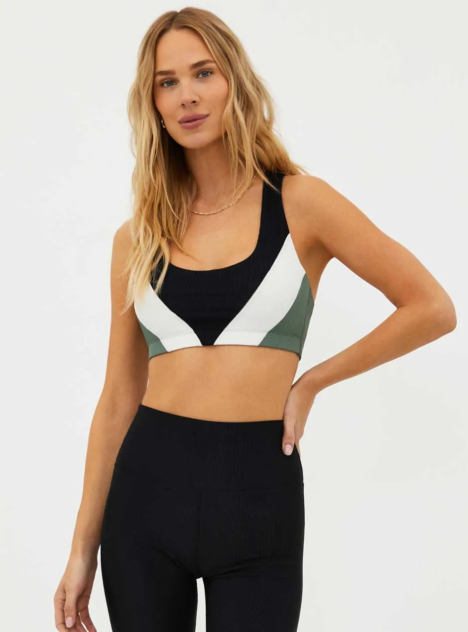 Beach Riot Women's Lucia Sports Bra Top - Queen Palm Colorblock Black