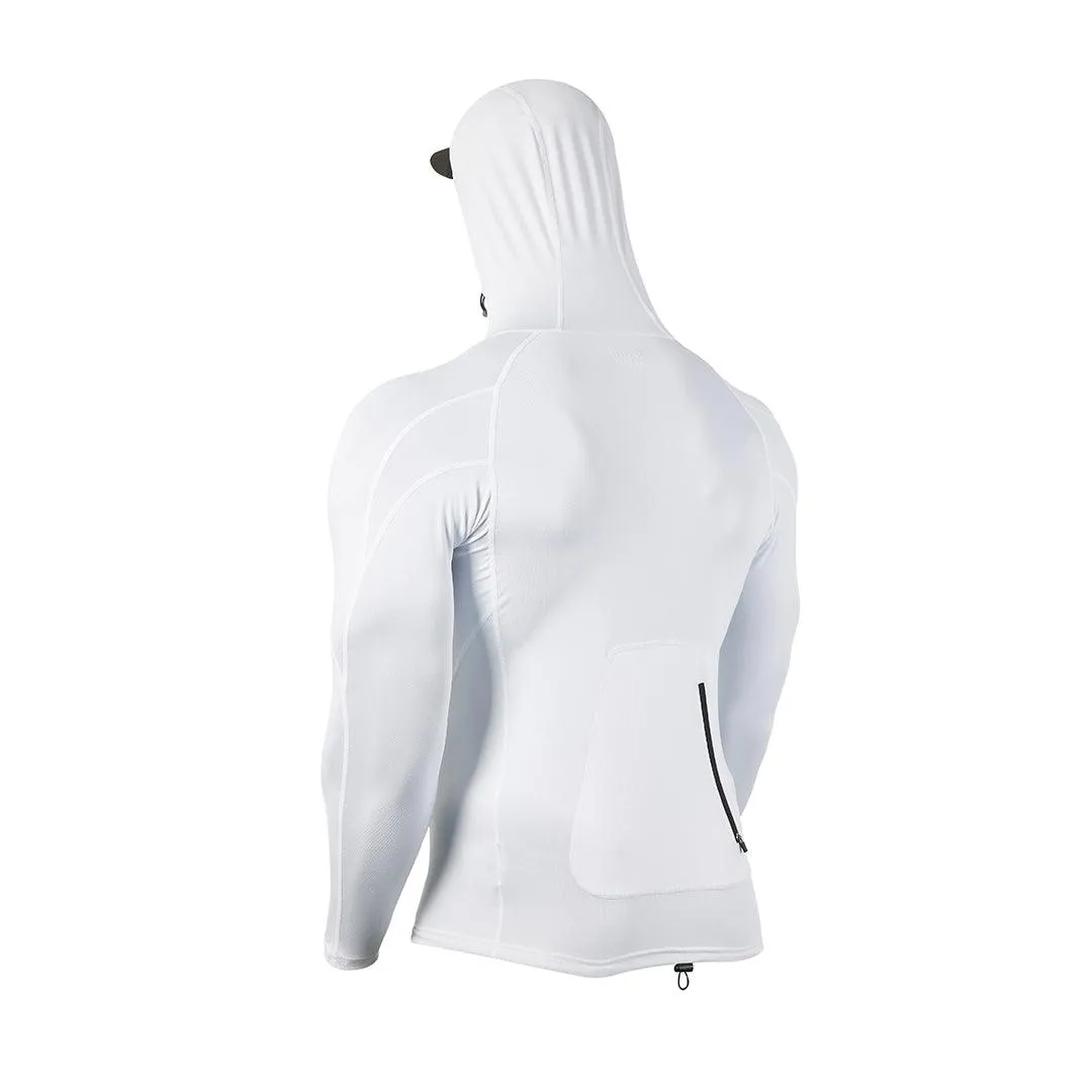 Beast UPF50  Men’s Long Sleeve Rashguard with Hood - White