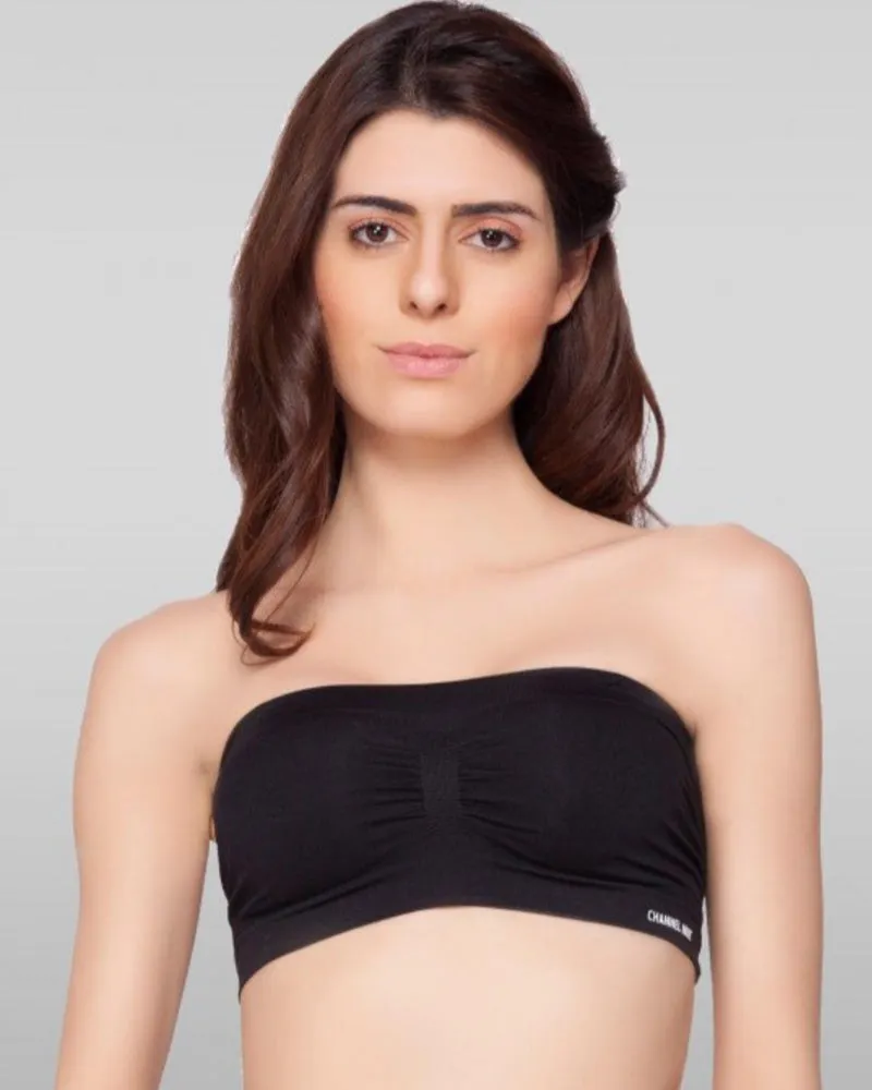 Black Strapless Sports Bra - Soft & Padded Bra