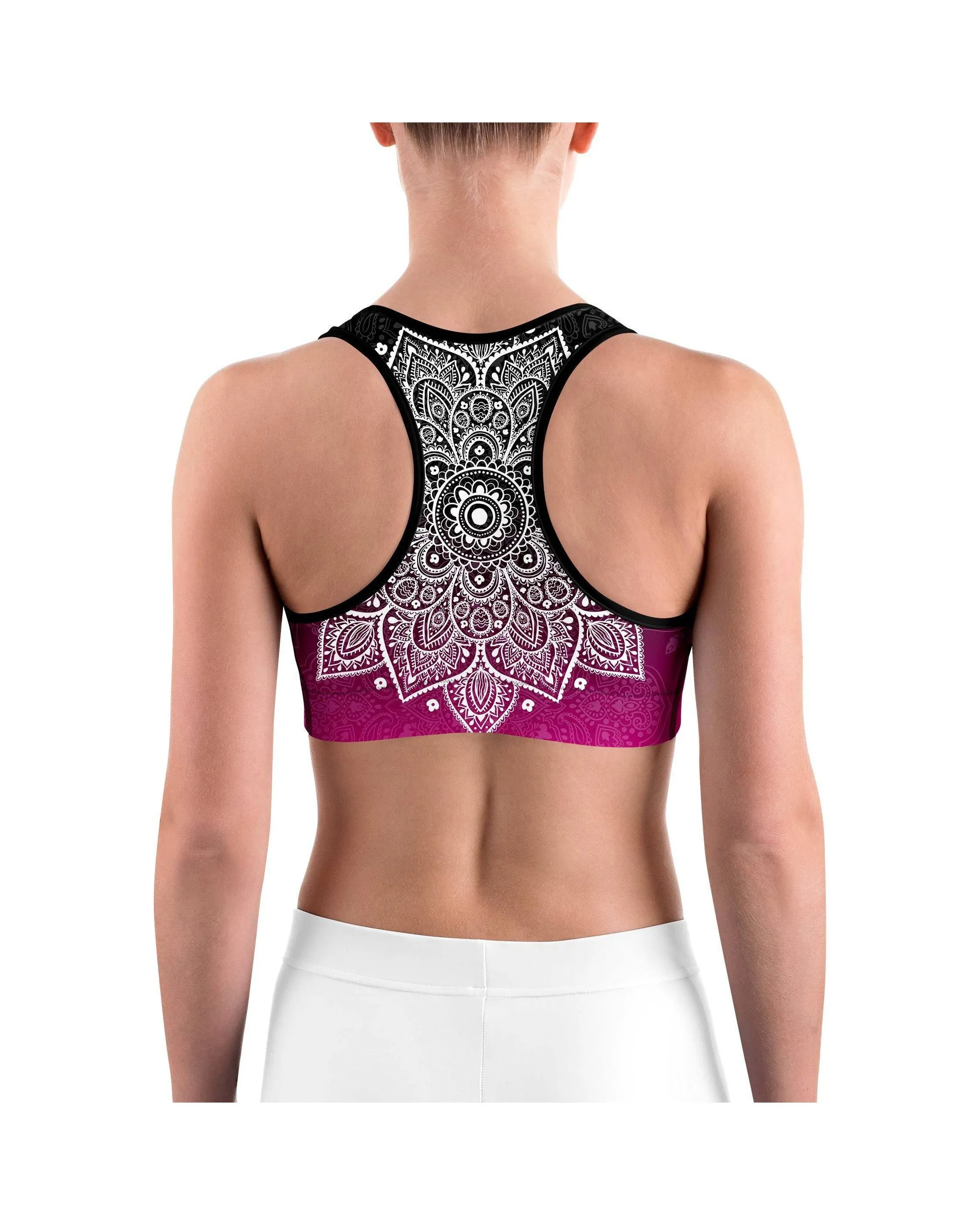 Black to Pink Mandala Sports bra