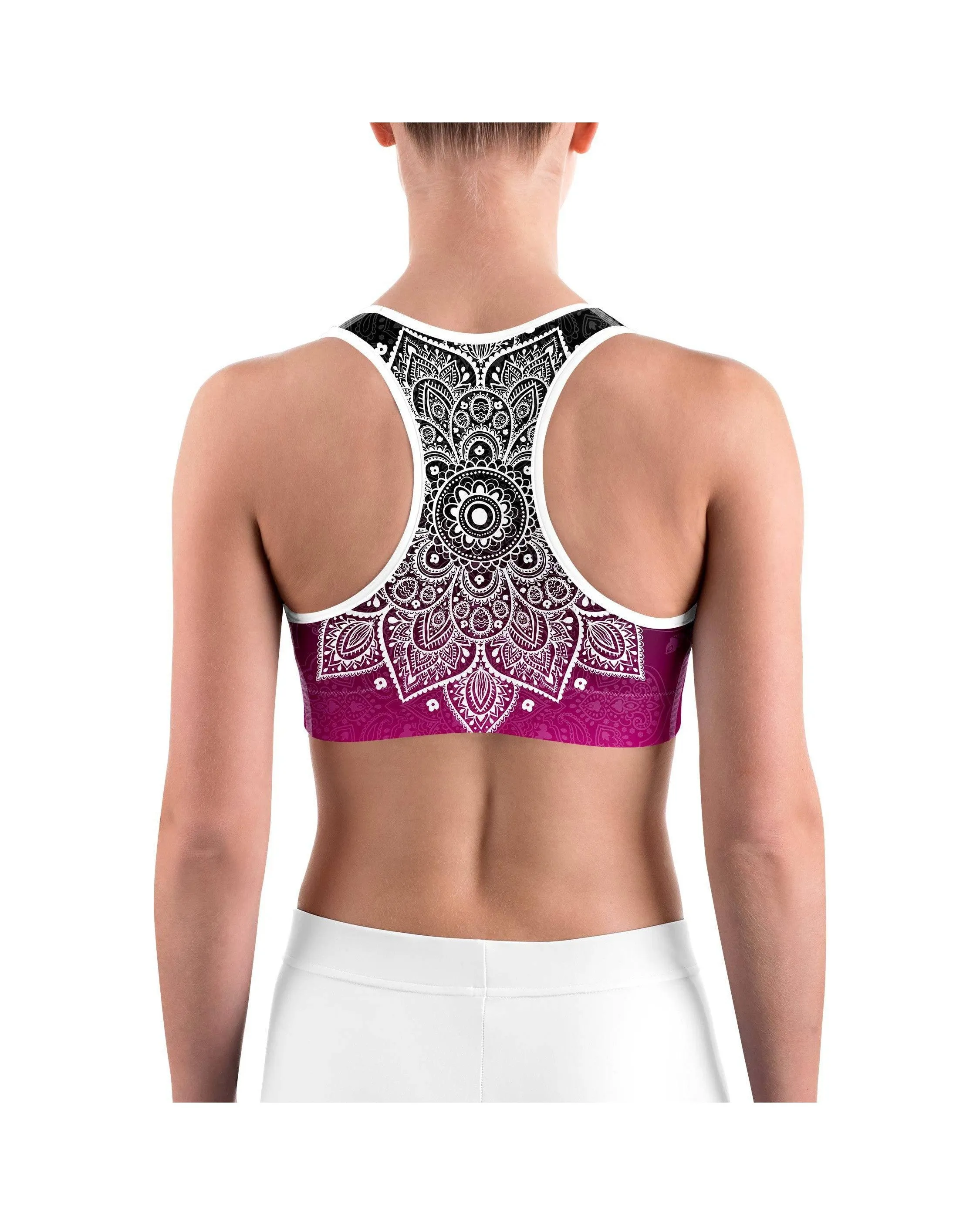 Black to Pink Mandala Sports bra