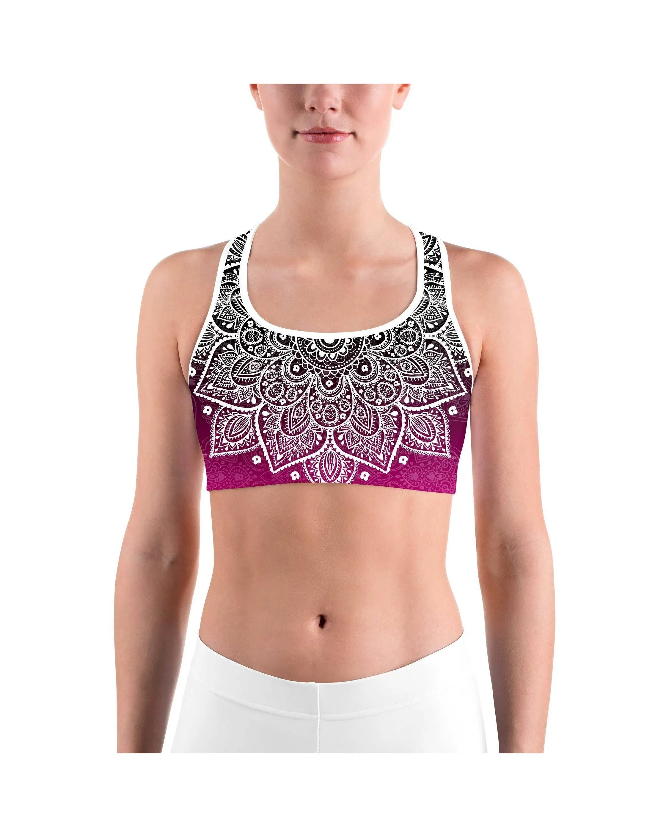 Black to Pink Mandala Sports bra