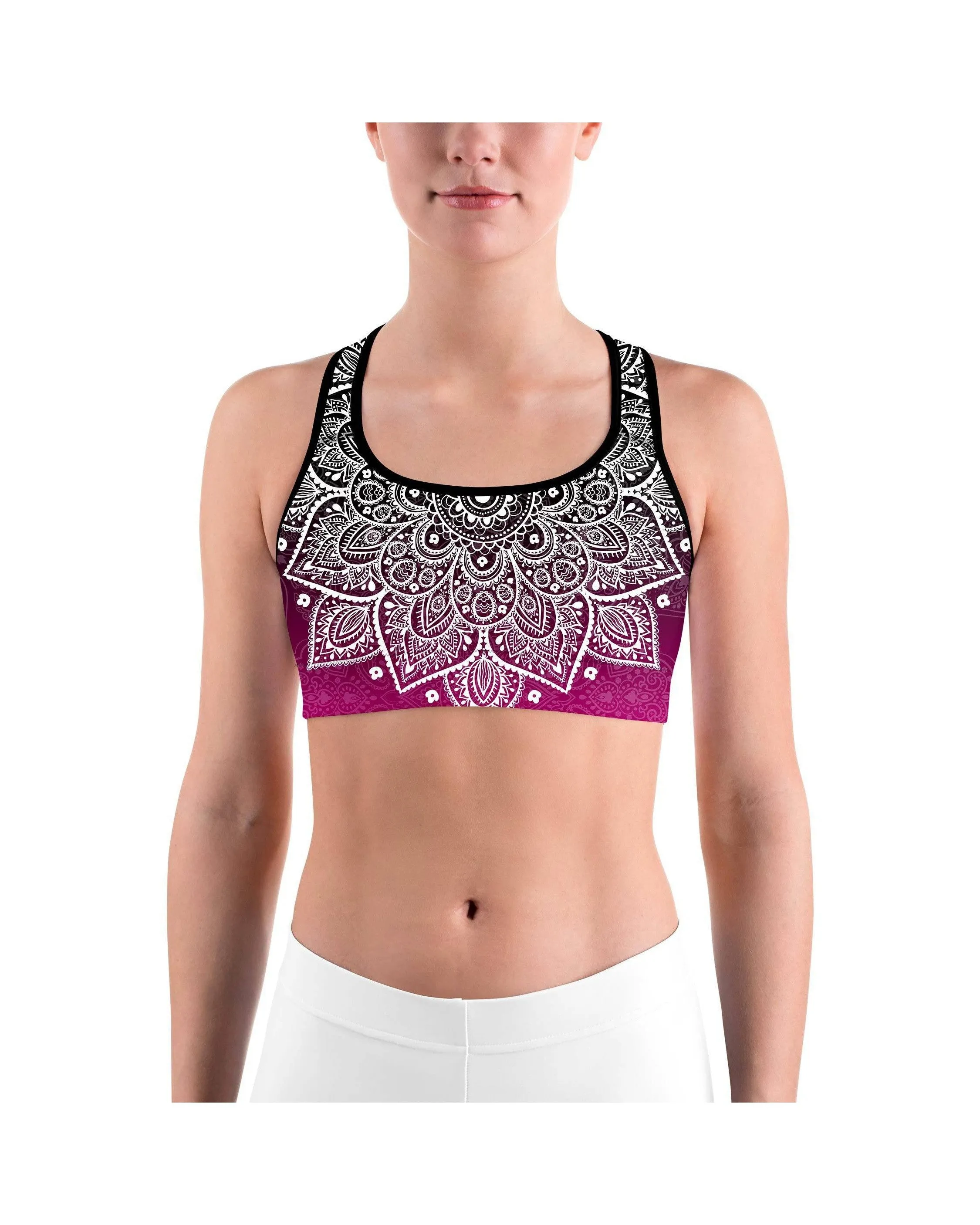 Black to Pink Mandala Sports bra