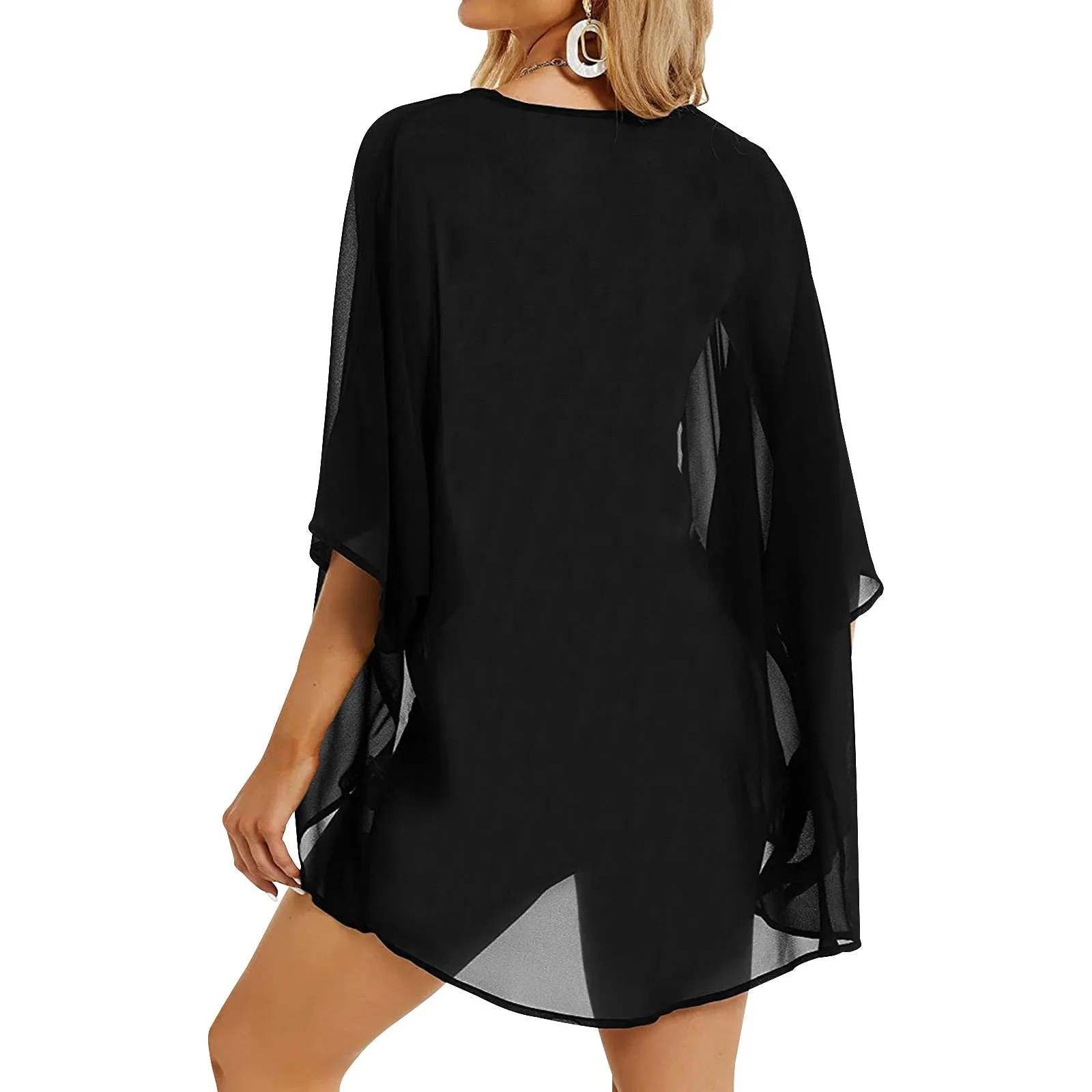 Black Women's Chiffon Kimono