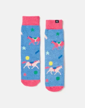 Blue Horse Fluffy Socks | Joules