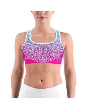 Blue to Pink Mandala Sports bra