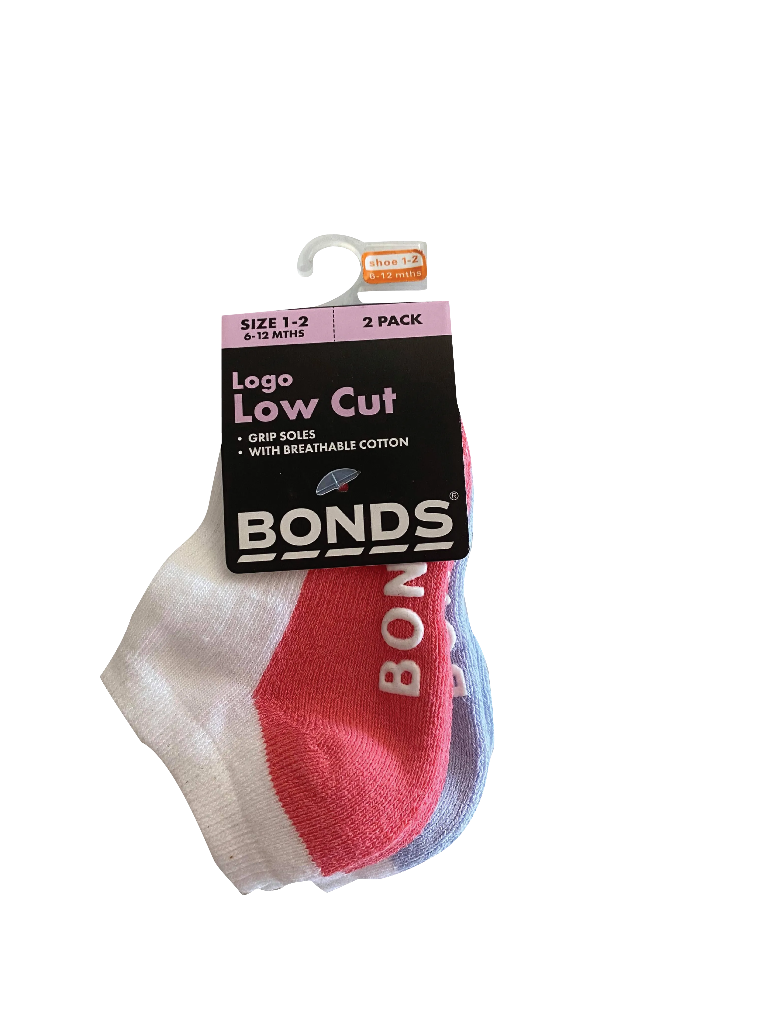 Bonds Baby Logo Low Cut Socks 2 Pack - Pink/Lilac