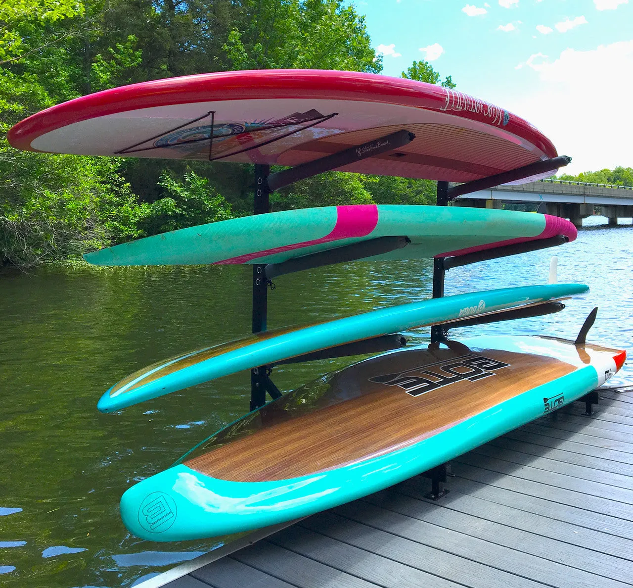 Broadwater Paddleboard Storage | Adjustable Dock Rack | Over The Water | 4 Levels