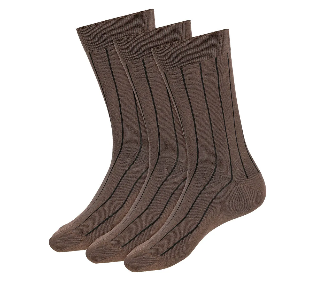 BROWN PREMIUM COTTON DROP NEEDLE SOCKS - 6 PK