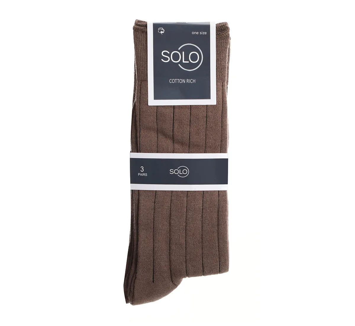 BROWN PREMIUM COTTON DROP NEEDLE SOCKS - 6 PK