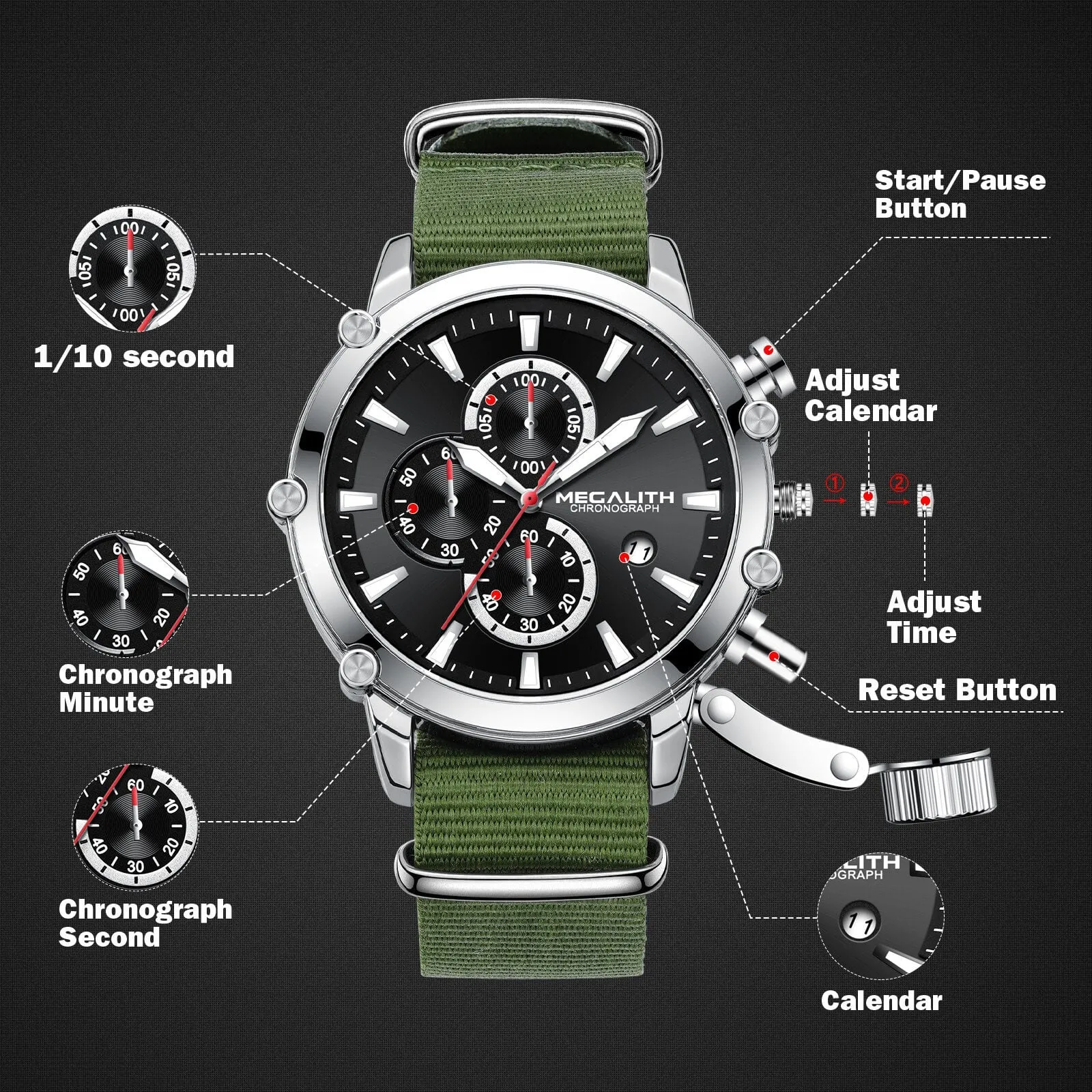 Chronograph Watch | Nylon Band | 8262M