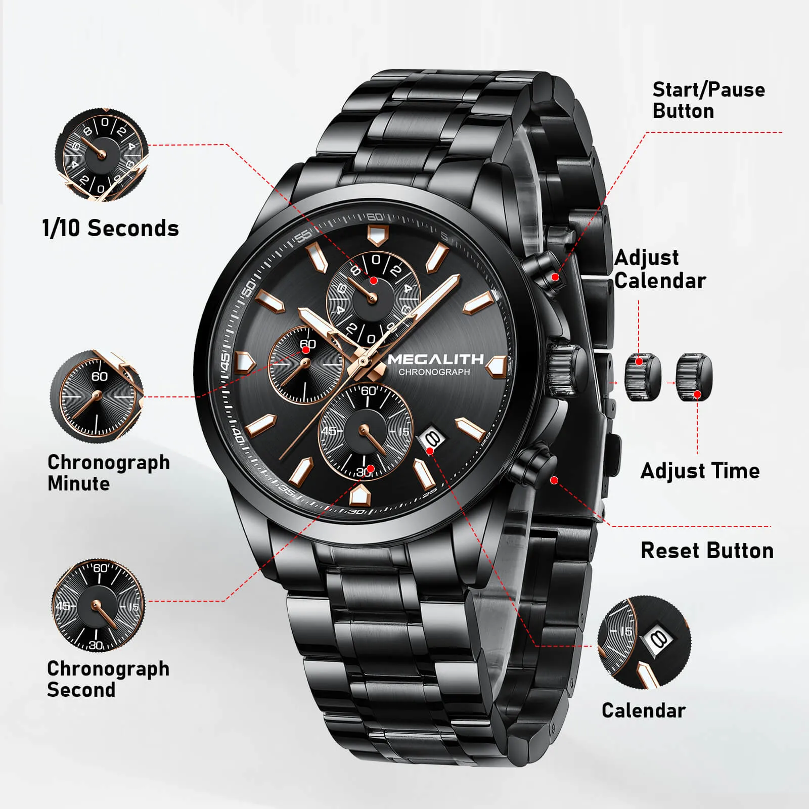 Chronograph Watch | Stainless Steel Band | 8272M