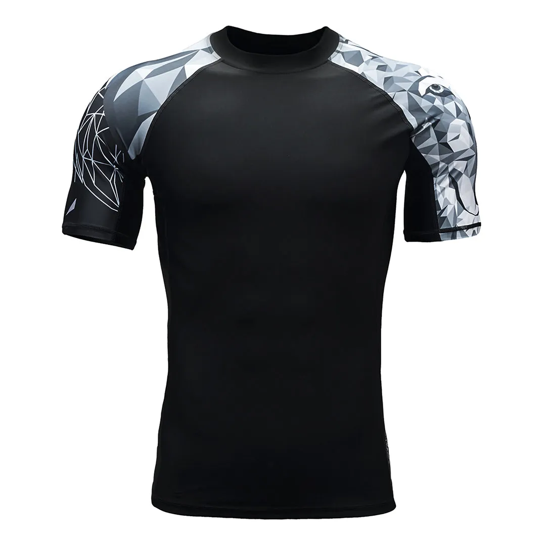 Classic UPF50  Men’s Rash Guard Short Sleeve - Wolf Style