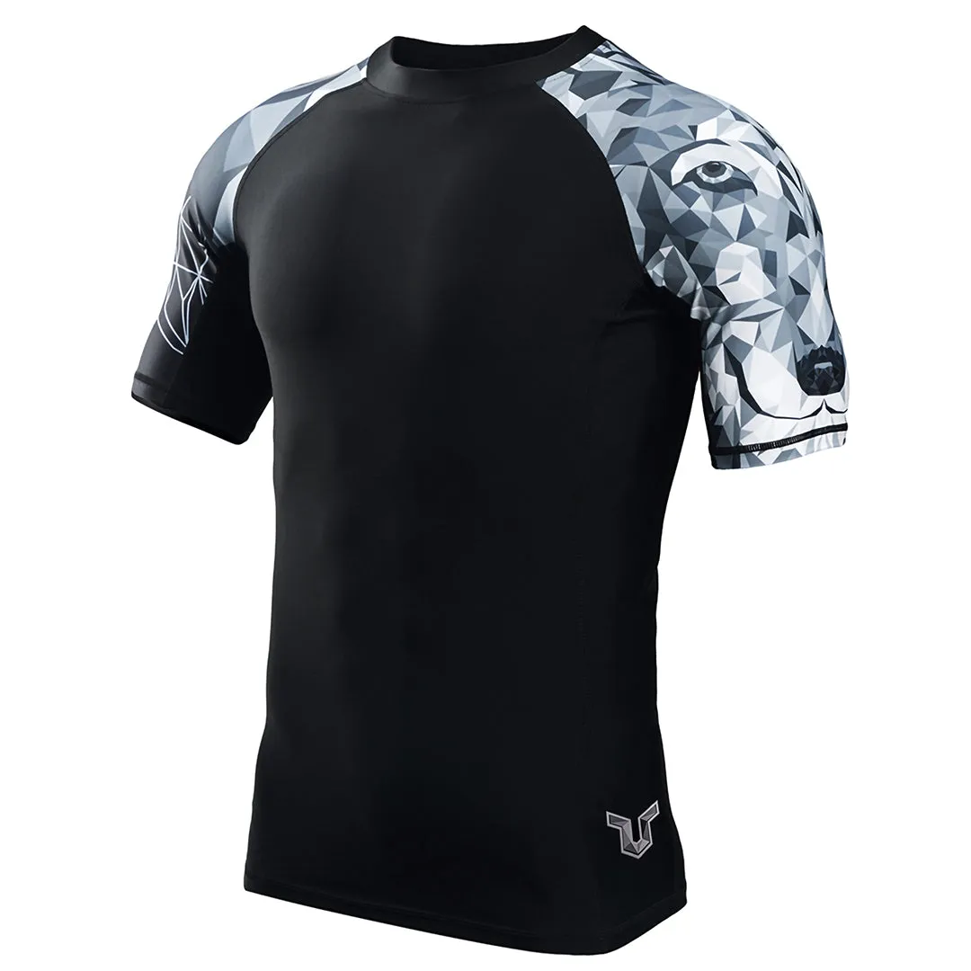 Classic UPF50  Men’s Rash Guard Short Sleeve - Wolf Style