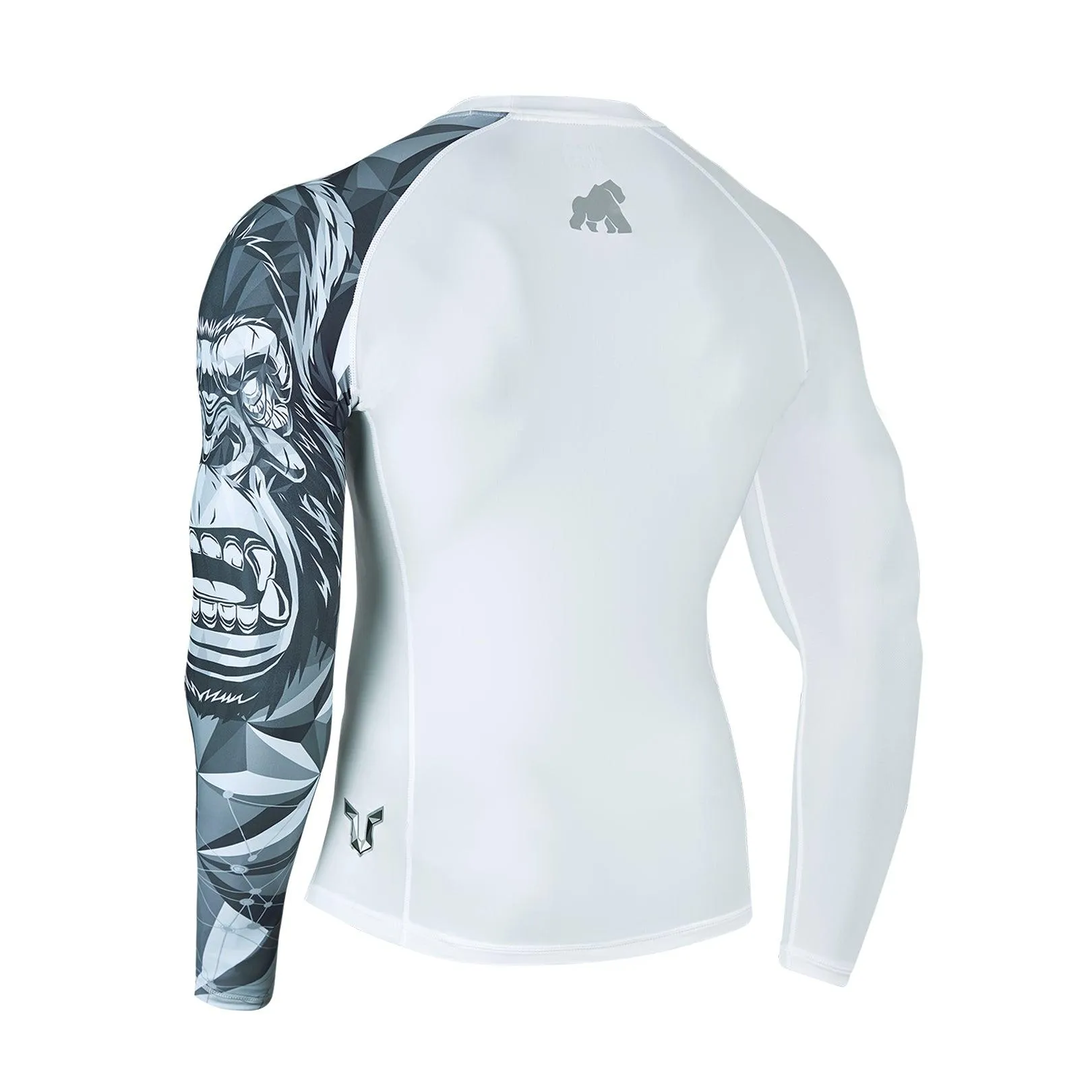 Classic White Long Sleeve UPF50 Rashguard for Men - King Kong Style