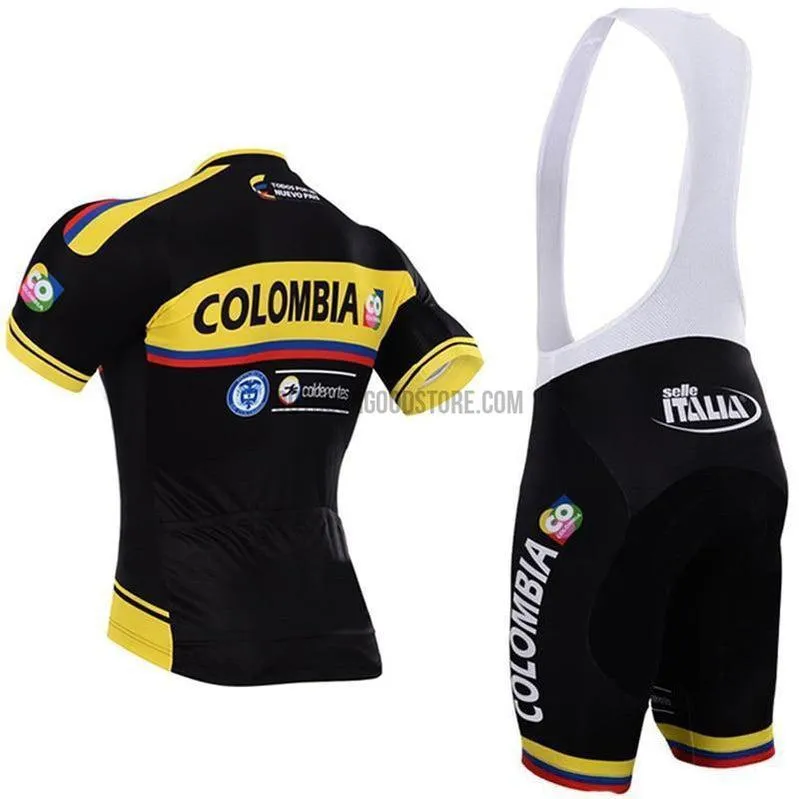 Colombia Black Pro Retro Short Cycling Jersey Kit