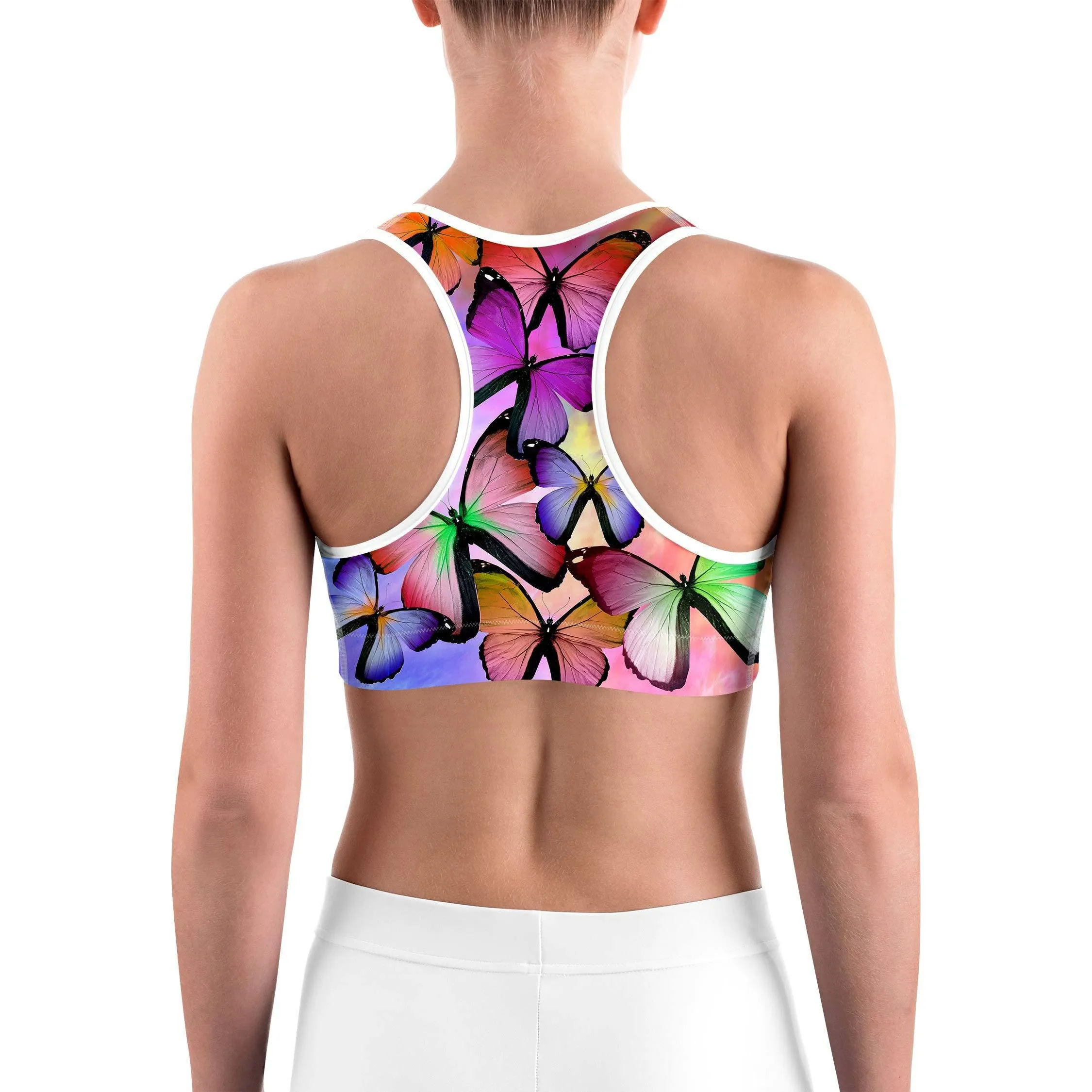 Colorful Butterflies Sports bra