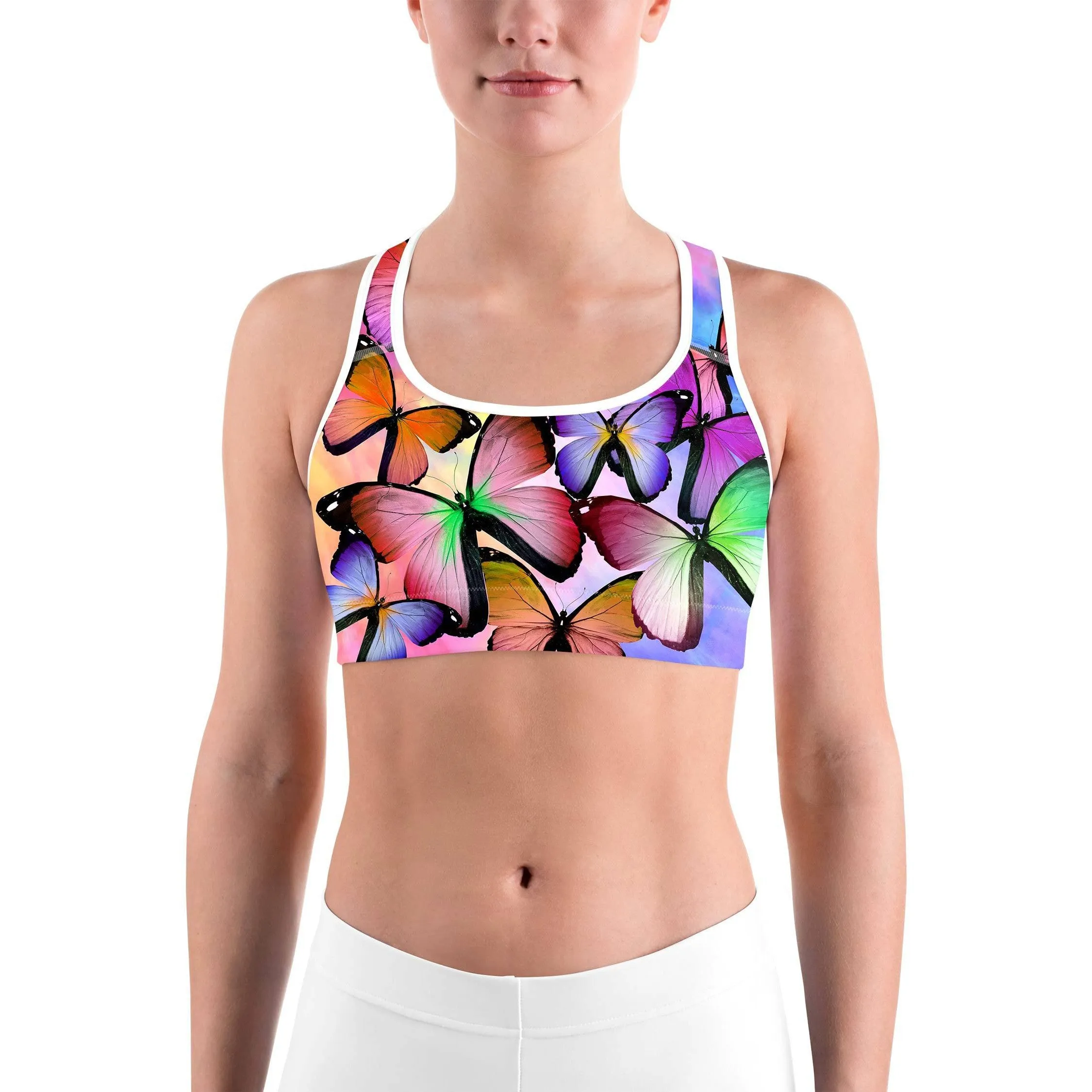 Colorful Butterflies Sports bra