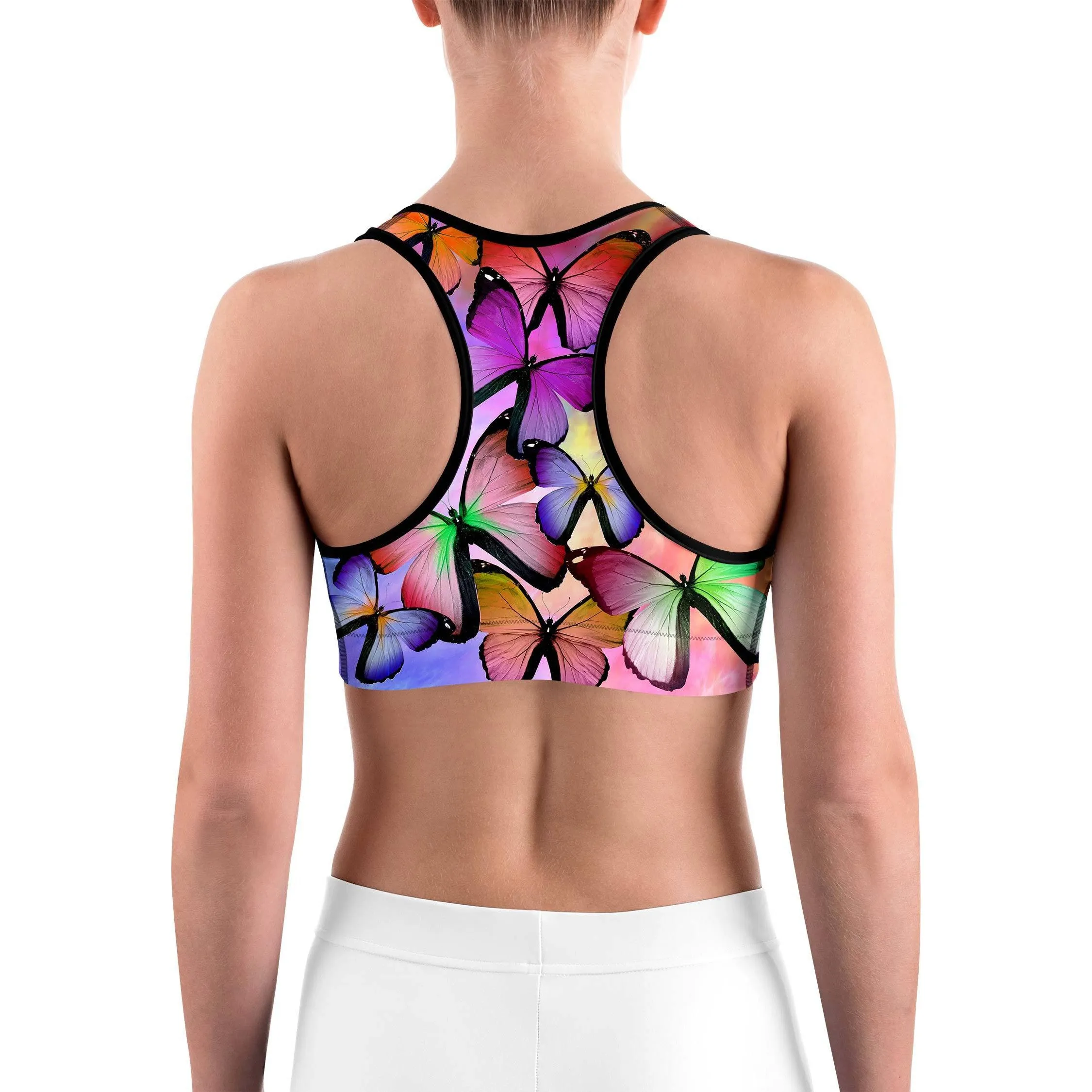 Colorful Butterflies Sports bra