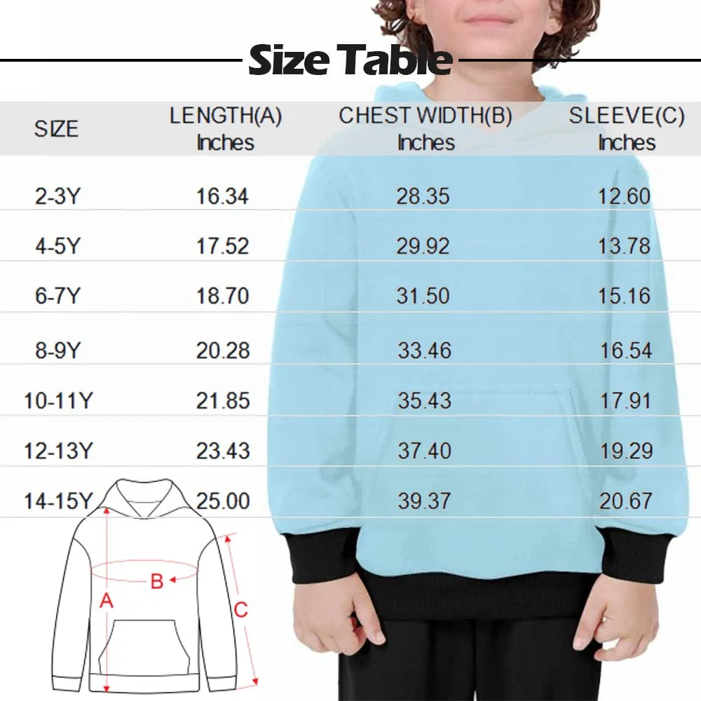 Custom Big Face Kid's Long Sleeve Hoodie for 2-15Y Personalized Hooded Pullover Loose Hoodie