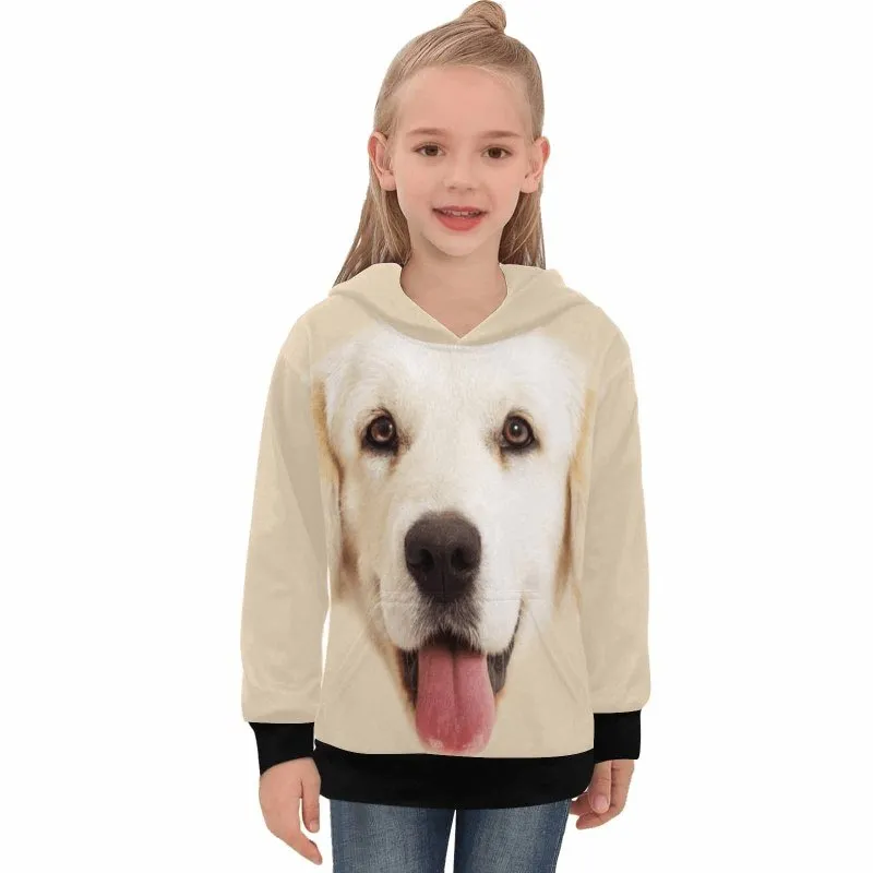 Custom Big Face Kid's Long Sleeve Hoodie for 2-15Y Personalized Hooded Pullover Loose Hoodie