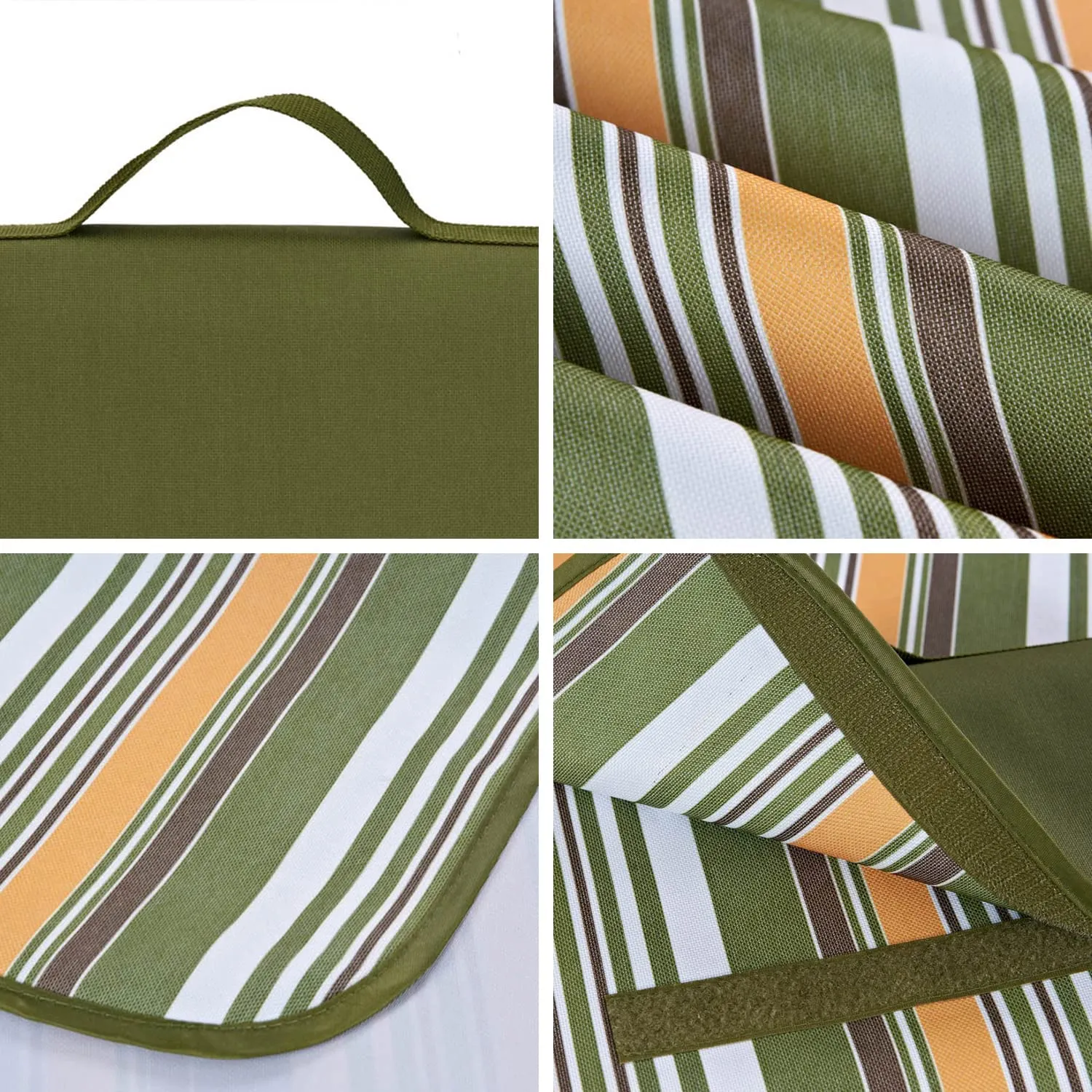 DEETIK Large Picnic Blanket for Indoor and Outdoor,79" X 77" Sandproof Waterproof Windproof Material, Mat for Beach, Travel, Camping, Hiking, Machine Washable, Foldable, - Green Stripes Themed