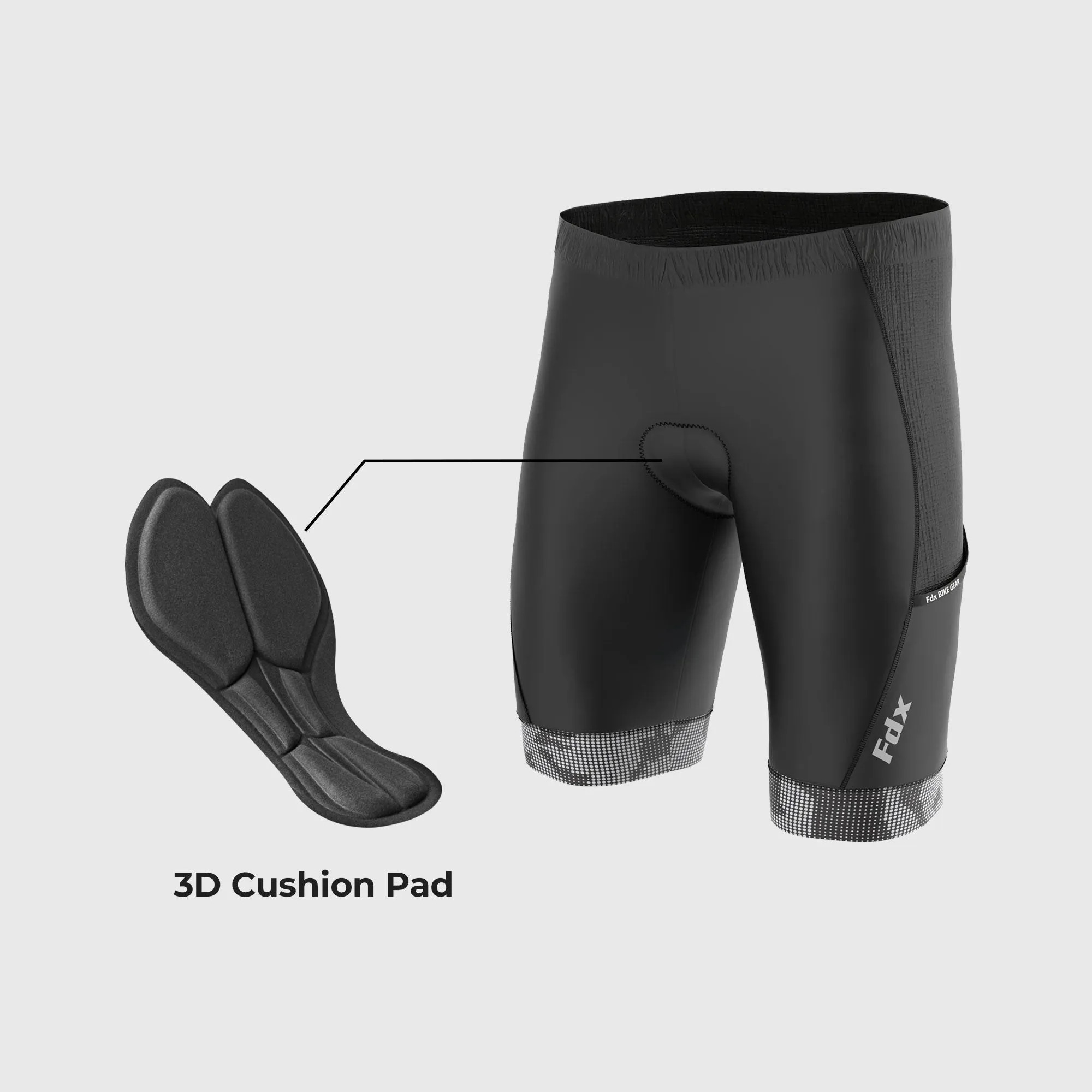 Fdx All Day Grey Men's & Boy's Padded Summer Cycling Shorts