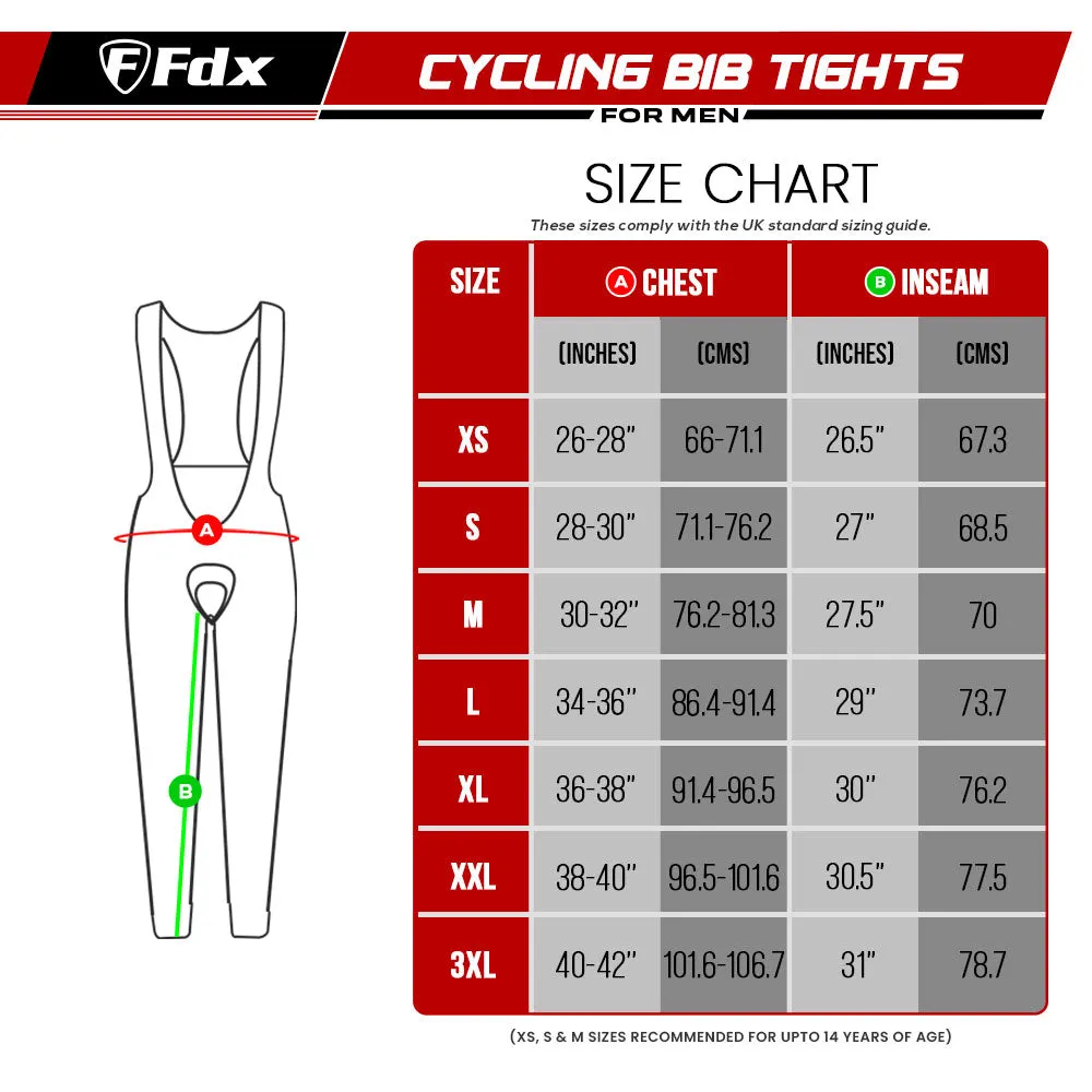 Fdx All Day Men's & Boy's Black Thermal Padded Cycling Cargo Bib Tights