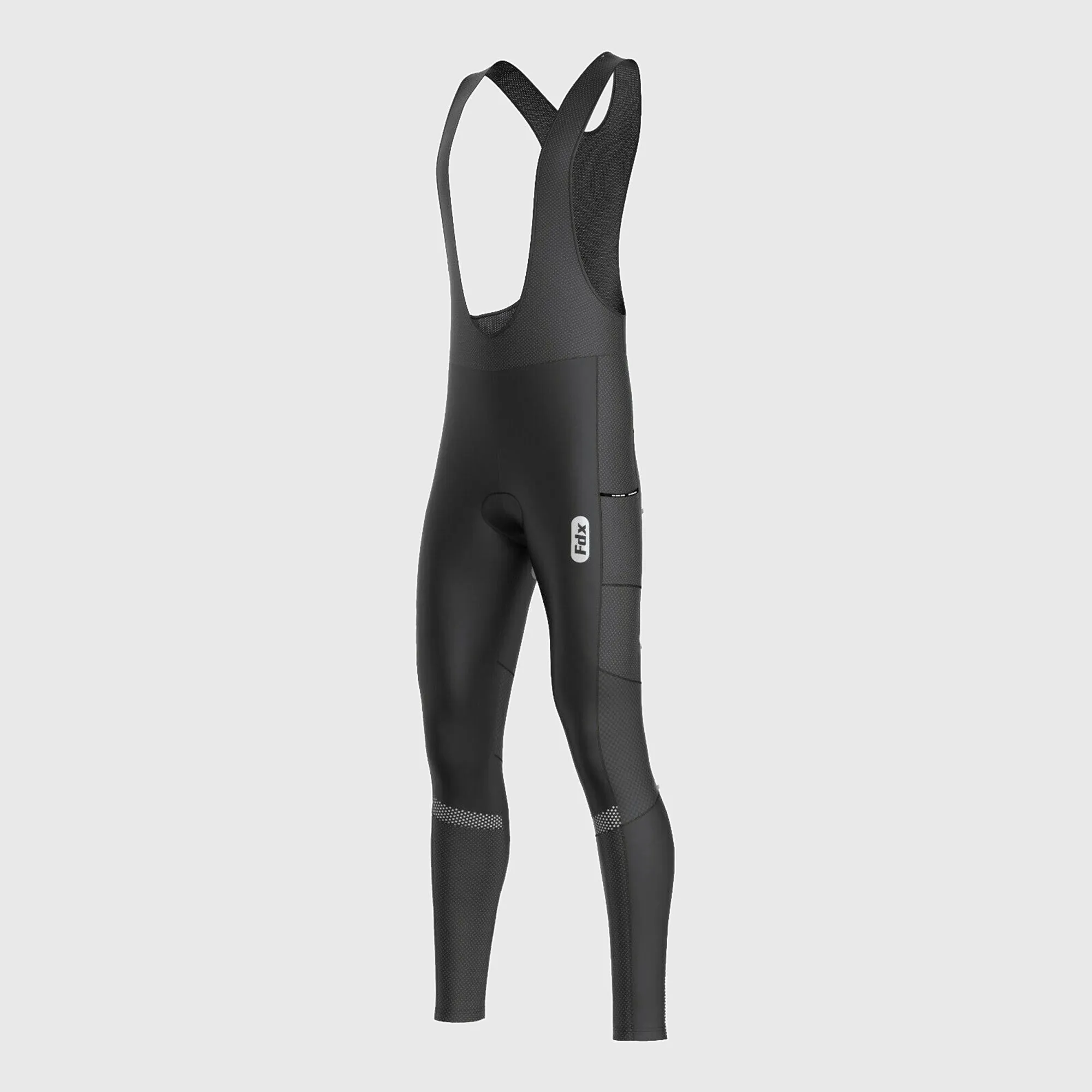 Fdx All Day Men's & Boy's Black Thermal Padded Cycling Cargo Bib Tights