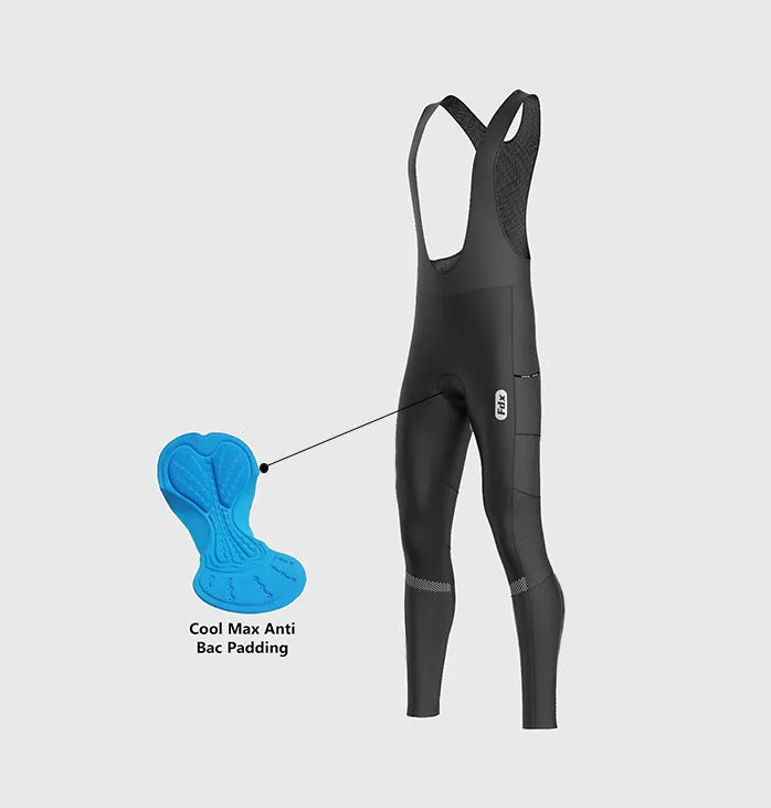 Fdx All Day Men's & Boy's Black Thermal Padded Cycling Cargo Bib Tights